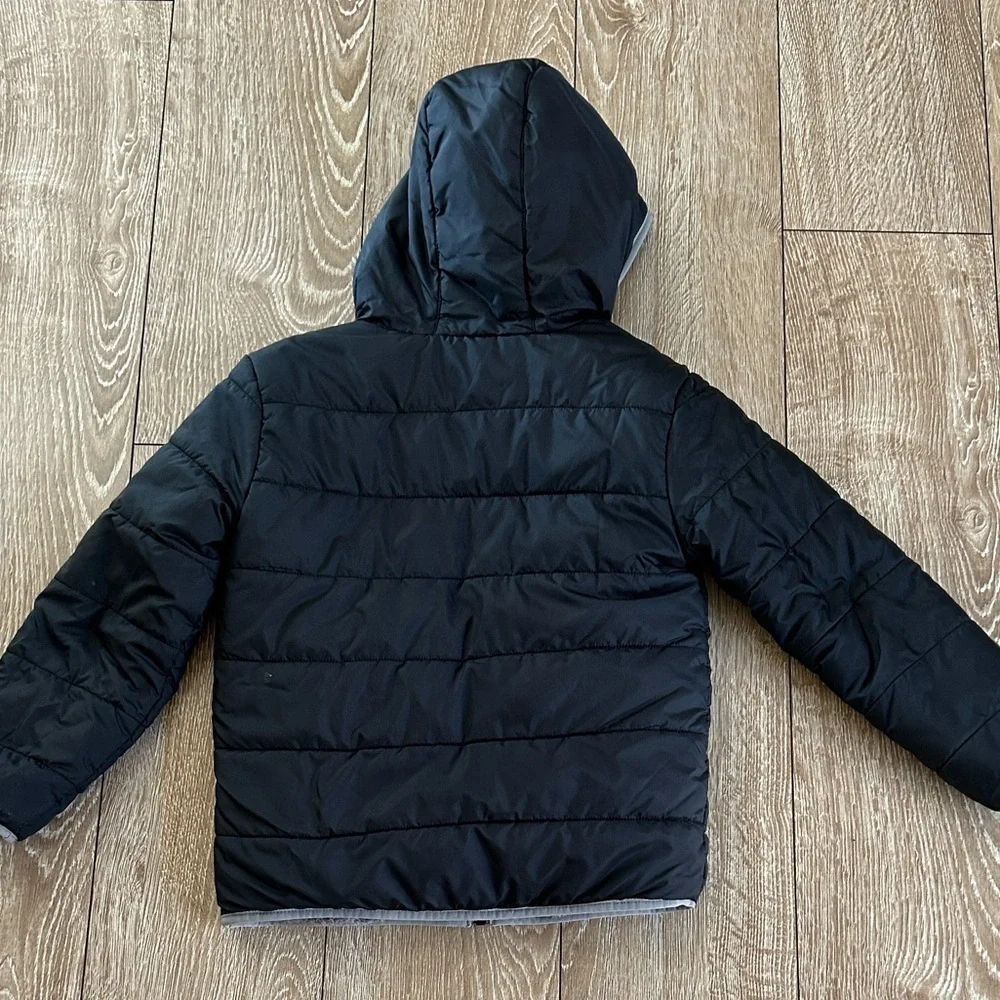 Cat & Jack Black Quilted Jacket with Soft Gray Fleece